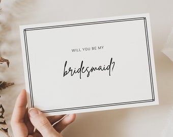 Modern Bridesmaid Proposal Card Template, Will You Be My Bridesmaid Card Template, Maid of Honor Proposal, Fully Editable Digital Download