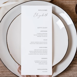 Eleganckie menu weselne z szablonem imion gości, menu z imionami gości, drukowane menu weselne z imionami gości, szykowne wzory na Twój wyjątkowy dzień