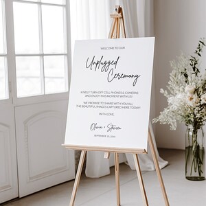 Minimalist Unplugged Ceremony Wedding Sign Template, Unplugged Ceremony Sign, Printable Wedding Sign, 16x20, 18x24, 24x36 Welcome Sign