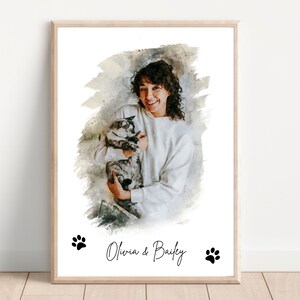 Unique Gift for Cat Owner, Personalized Pet Lovers, Watercolor Painting Portrait From Photo, Cat Mom Gift, Memorial Gift for Pet Owner