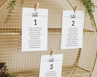 Minimalist Wedding SEATING CHART Cards Template, Printable Wedding Table Chart Cards, Minimal Seating Chart, Table Seating Chart Cards, 55