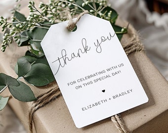 Editable Wedding Favor Tags Template, Minimalist Wedding Favor Thank You Tags Printable, Personalized Bridal Shower Favor Gift Tags, DORA