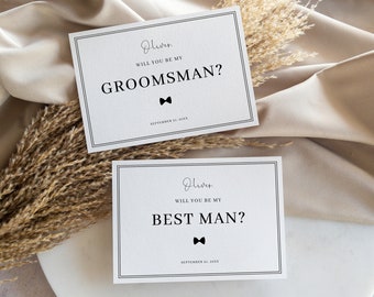 Minimalist Groomsman Proposal Card Template, Best Man Proposal Card, Will You Be My Groomsmen Card, Fully Editable Be My Best Man Card