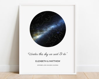 Digital Custom Star Map, Printable Night Sky Wall Art, Anniversary Gift, Star Map Poster, Wedding Gift, Personalized Constellation Print