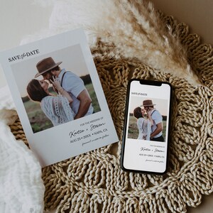 Minimalist Photo Save the Date Invitation Template, Electronic Save The Dates, Editable Template, Save The Date Digital, Try Before You Buy