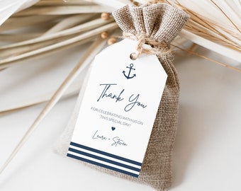 Nautical Wedding Favor Tag Template, Anchor Wedding Favor Tag, Favor Tag Printable, Wedding Thank You Tags, Try Before You Buy