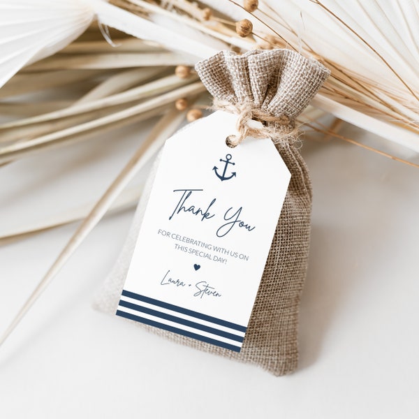 Nautical Wedding Favor Tag Template, Anchor Wedding Favor Tag, Favor Tag Printable, Wedding Thank You Tags, Try Before You Buy