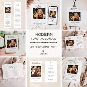 Modernes Foto-Bestattungs-Vorlagen-Bündel, Beerdigung Obitury-Vorlage, Erinnerungs-Feier des Lebens, Gedenkgottesdienst-Bundle, In liebevoller Erinnerung
