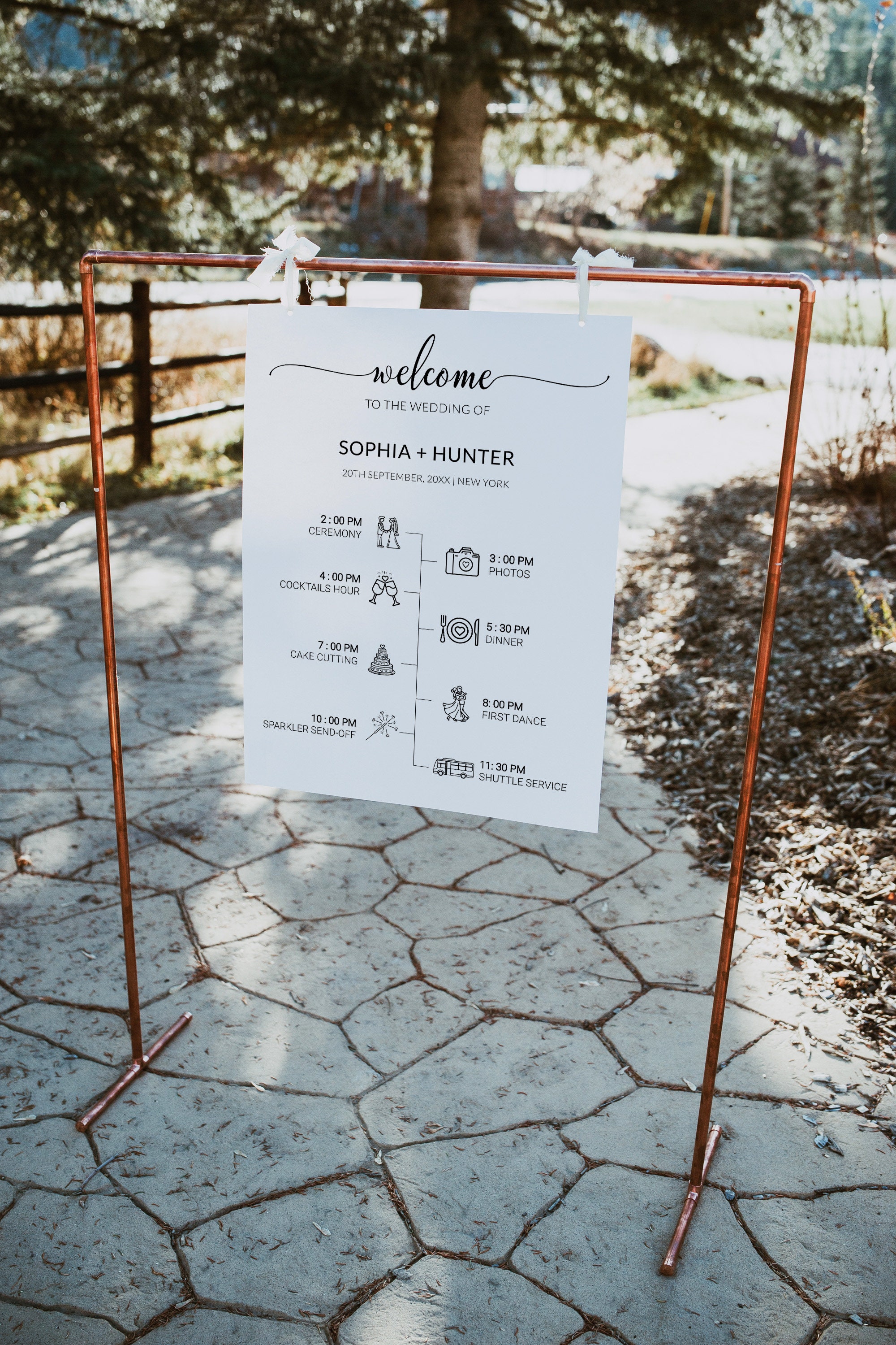 Unique Wedding Timeline Sign Template With Icons, Order of Events Sign ...