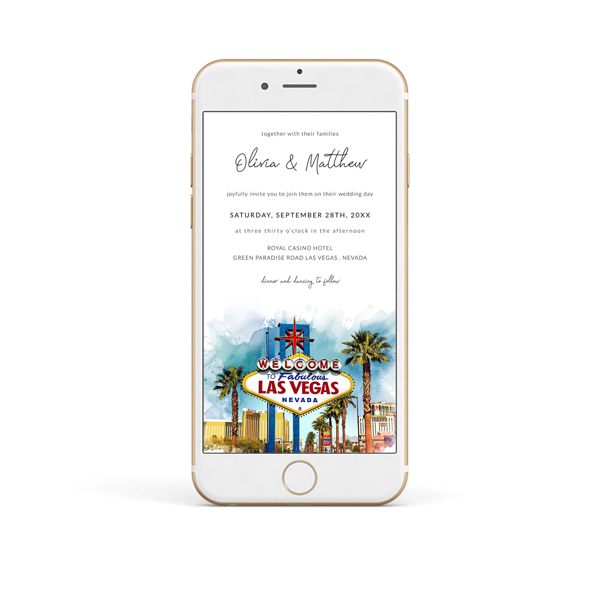 LAS VEGAS Wedding Invitation Template With Photo, QR Code Rsvp LAS VEGAS Wedding Invitation Template With Photo, QR Code Rsvp