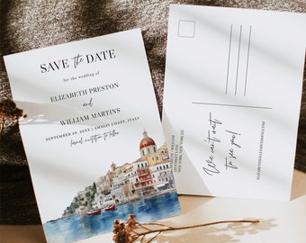 AMALFI Coast Save The Date Template, Positano Amalfi Postcard Save the Date, Italy Wedding Save the Date, Photo Travel Save Our Date