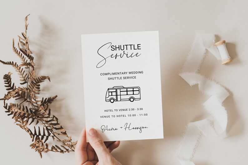 Elegant Wedding Shuttle Sign Template, Printable Wedding Shuttle ...