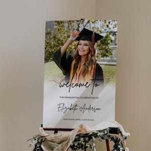 Editable Photo Graduation Party Welcome Sign Template, Printable Graduate Sign Template, Personalized Congrats Party Decor Sign Template