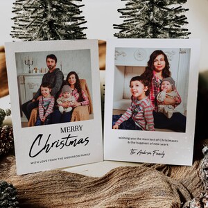 Photo Christmas Card Template, Modern Minimalist Family Photo Christmas Card, Printable Merry Christmas Card, Double Side Photo Holiday Card