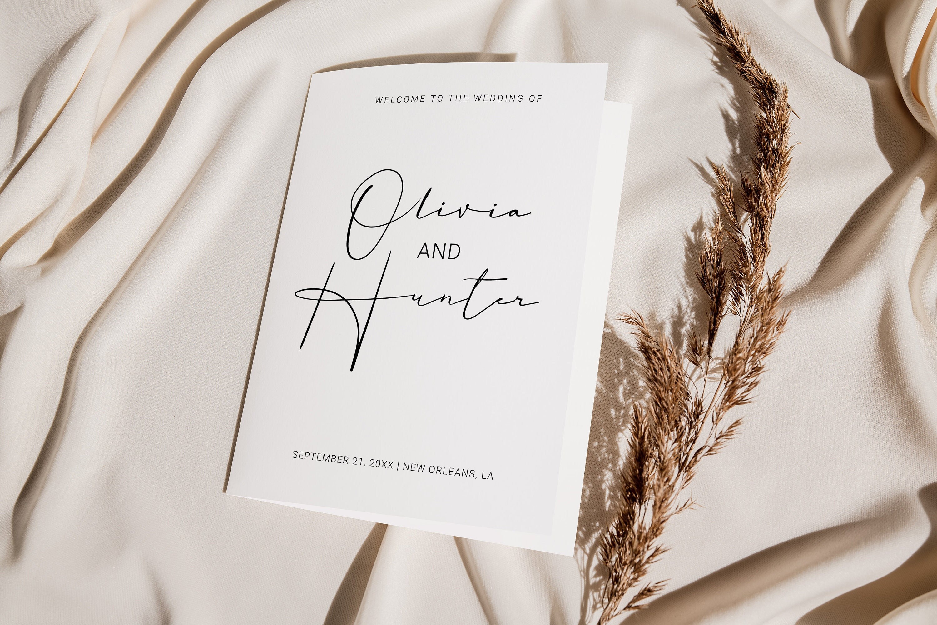 Delicate Wedding Program & Timeline Template With Icons, Minimalist ...