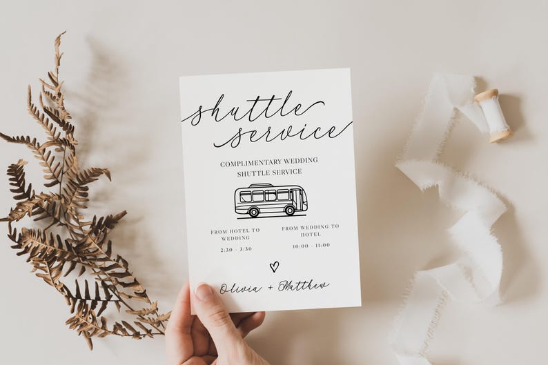 Shuttle Service Wedding Sign Template, Printable Wedding Shuttle ...