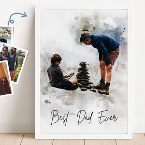 Personalized Watercolor Father Portrait from Photo, Fathers Day Painting, Best Dad Ever, Unique Gifts For Dad, Gift Ideas for Father