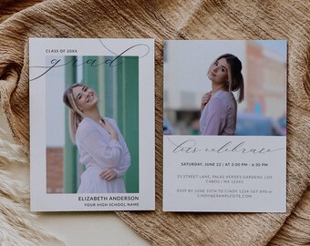 Customizable Graduation Invitation Template with Picture, Printable Grad Announcement & Party Invite, Online Graduate Announcement Card