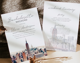 New York City Bachelorette Parties Invitation Template, NYC Weekend Itinerary, Hens Nightlife Adventure, Online Bachelorette Invitation