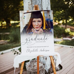 Modern Photo Graduation Party Welcome Sign Template, Printable Graduate Sign Template, Personalized Grad Congrats Party Decor Sign Template