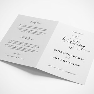 Chic Script Wedding Program & Timeline - Customizable Icons, DIY Printable Foldable Brochure, Minimalist Design, Ideal Engagement Gift