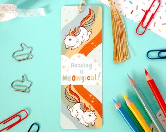 Reading is Meowgical Bookmark with Gold Tassel and Reading Log | Perfect Gift for the Avid Reader