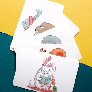 Set of 5 Adorable Animal Postcards 4 x 6 Postcards Perfect for Snail Mail Cute Animals Reading Postcard Set image 1