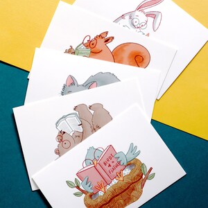 Set of 5 Adorable Animal Postcards 4 x 6 Postcards Perfect for Snail Mail Cute Animals Reading Postcard Set image 5