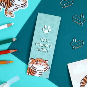 Happy Tiger Theme Pack Cute Tiger Art Print, Mini Bookmark and Sticker Set image 3