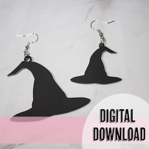 May include: A pair of black witch hat earrings with silver hooks. DIGITAL DOWNLOAD text is visible at the bottom of the image.