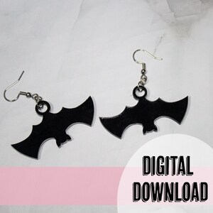 Spooky Halloween Hanging Bat Dangle Earring Laser Ready SVG Instant Download