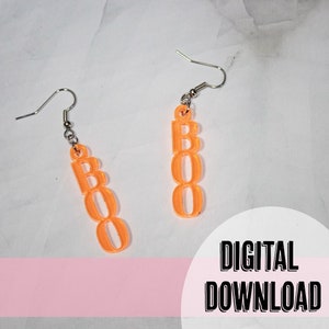 Spooky Halloween BOO word Dangle Earring Laser Ready SVG Instant Download