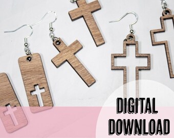 Christian Cross Dangle Earring Laser Ready SVG Instant Download Easter Earrings SVG, Value Bundle