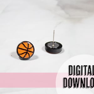Mini Basketball Stud earring Laser Ready SVG Instant Download, Basketball Earrings SVG, Sport Earrings SVG