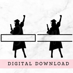 Graduado silueta de cuerpo completo monograma SVG Descarga digital, monograma dividido SVG