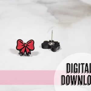 Mini regalo rosso Bow Stud orecchino Laser Ready SVG Download istantaneo