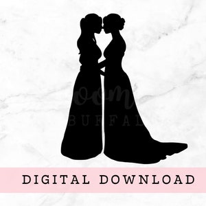 花嫁と花嫁の結婚式 SVG インスタントデジタルダウンロード、ミセスとミセス SVG、結婚式の日 SVG、結婚祝い SVG