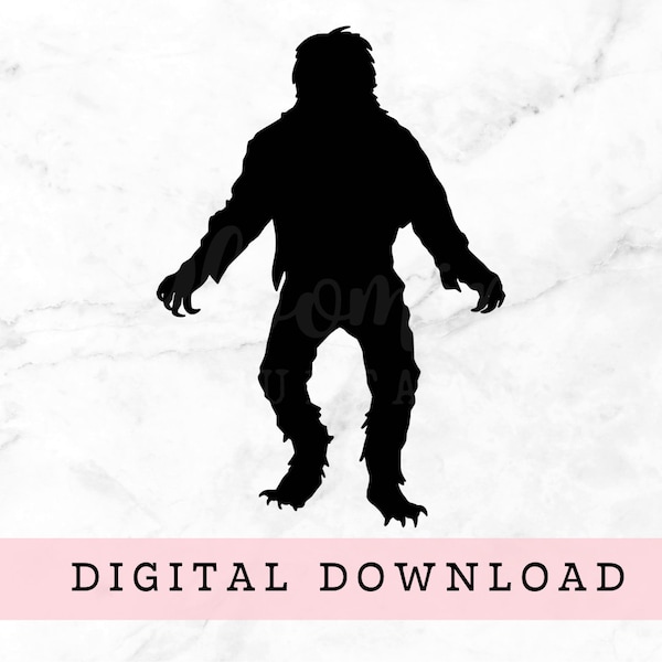 Classic Movie Monster Werewolf Silhouette Instant Digital Download SVG Files