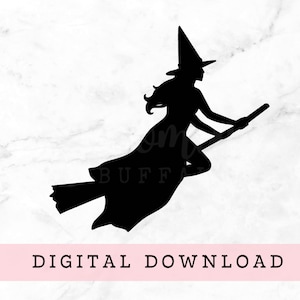 Full Body Flying Witch Silhouette Instant Digital Download SVG Files