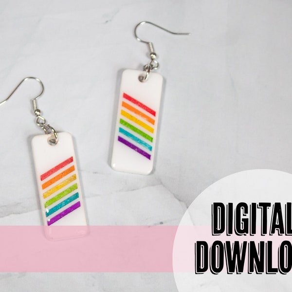 Colorful Rainbow Pride Parade Rectangle Dangle Earrings Laser Ready SVG Instant Download