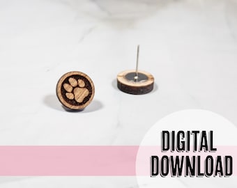 Puppy Paw Print Stud Earring Laser Ready SVG Instant Download