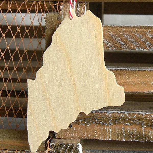 Maine State ornament cutout, Unfinished wooden Maine shape, set of 12, DIY ornament, party favor