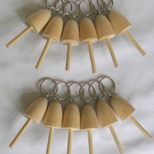 Lobster Buoy key chains, wooden unfinished DIY wedding favors, set of 12