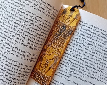 Walk Like an Egyptian: Ancient Egypt Hieroglyph Polymer Clay Decorative Bookmark | Unique, Quirky, Artistic, Textured, Book Lover, Reading