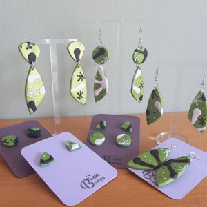 Up and Atom 1950s Style Polymer Clay Dangle and Stud Earrings | Vintage, Unique, Gift, Colourful, 20th Century, New Look, Modern, Artistic