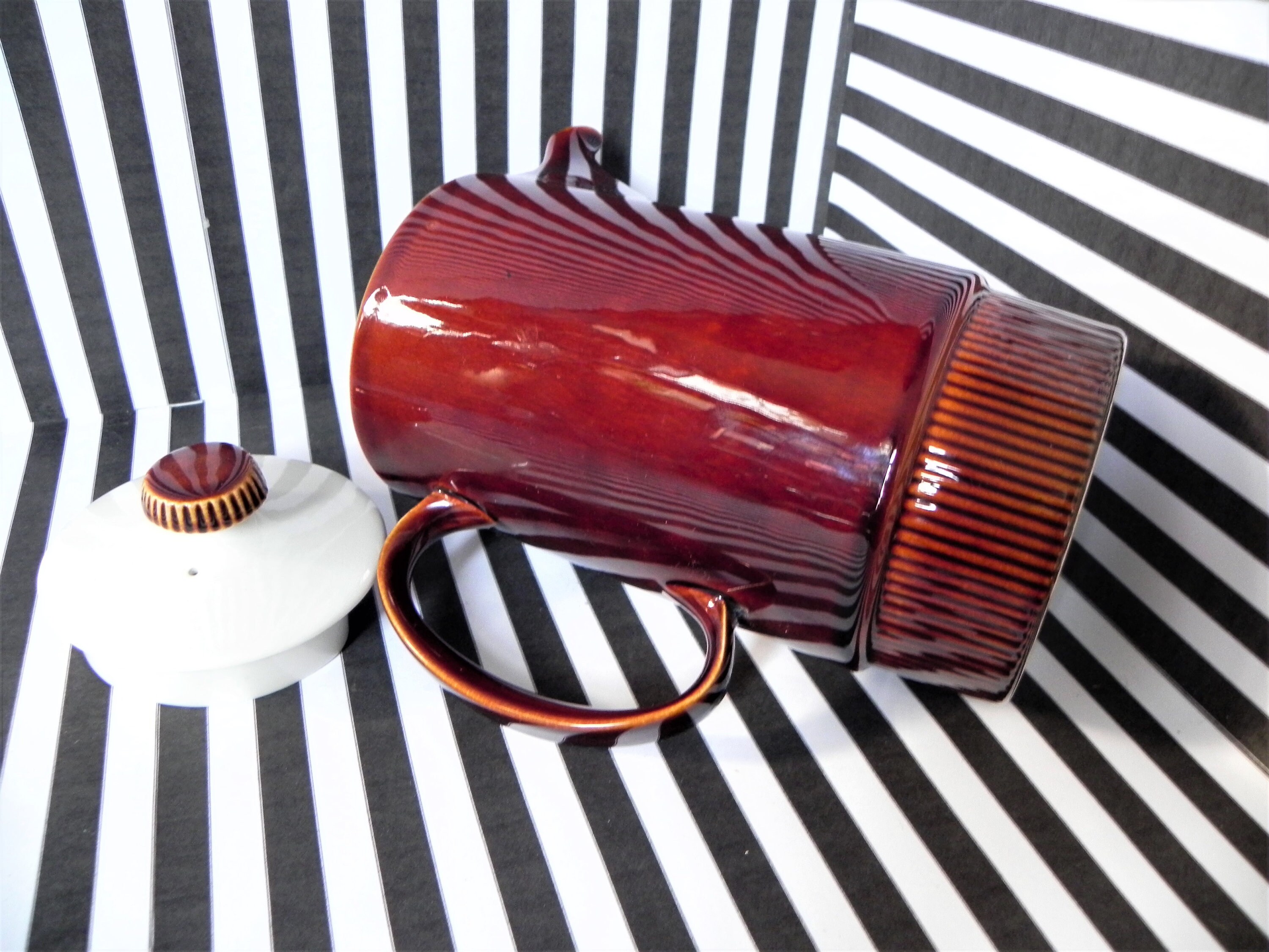 Poole Pottery Teapot. High Gloss Brown With Contrasting White Etsy