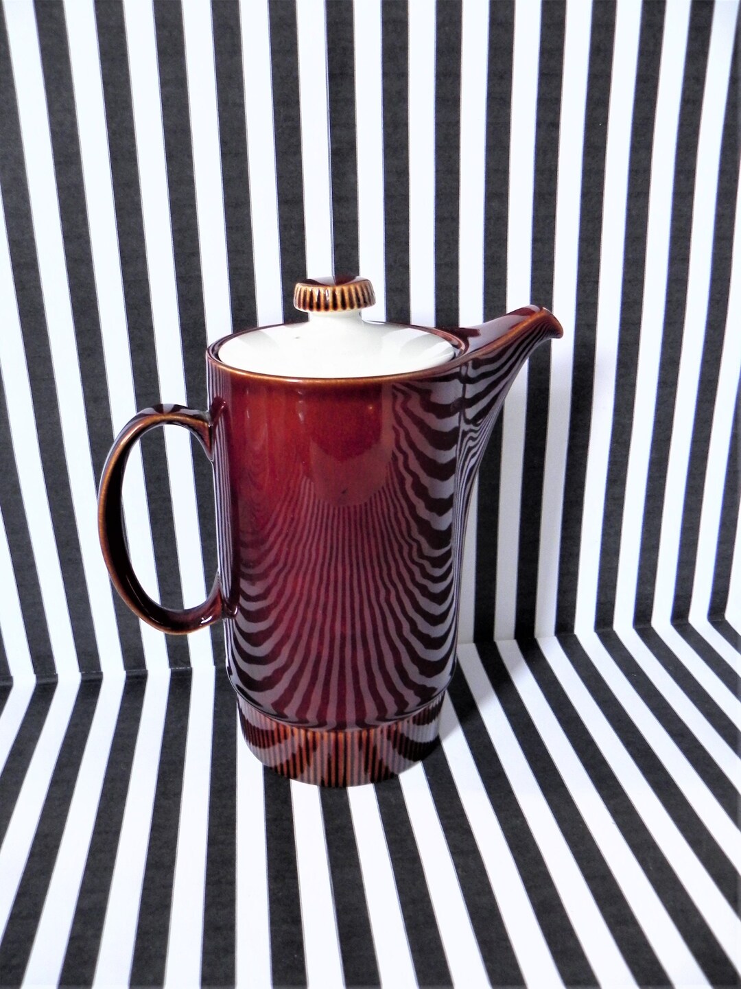 Poole Pottery Teapot. High Gloss Brown With Contrasting White Etsy