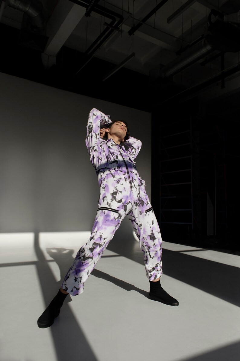 Men's Jumpsuit White Pantsuit Cotton Jumpsuit Tiedye Etsy