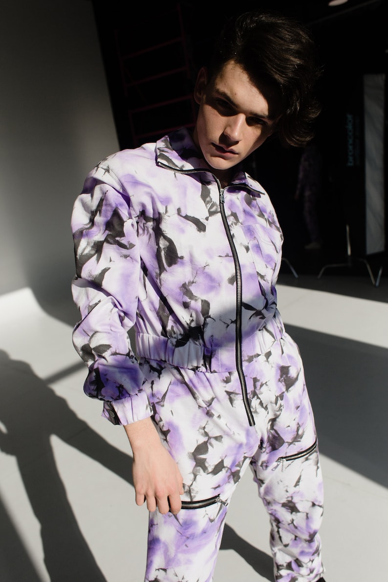 Men's Jumpsuit White Pantsuit Cotton Jumpsuit Tiedye Etsy