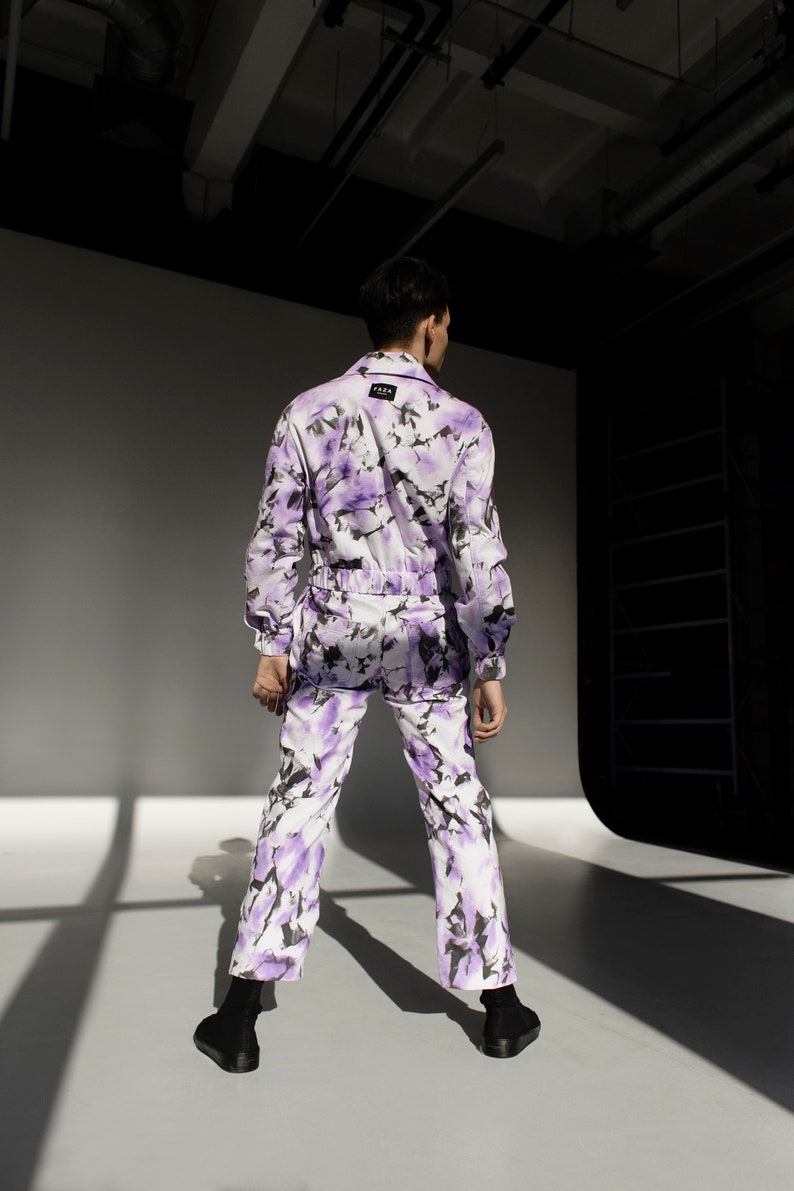 Men's Jumpsuit White Pantsuit Cotton Jumpsuit Tiedye Etsy